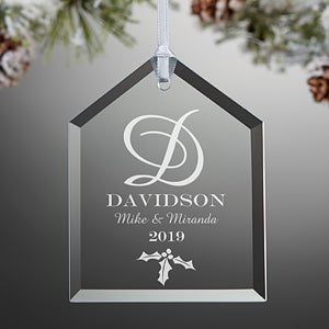 Engraved Glass Christmas Ornaments - Family Monogram