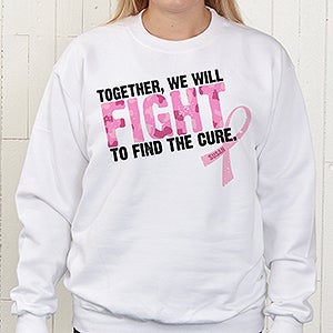 Personalized Breast Cancer Awareness Pink Ribbon Sweatshirt   Find A Cure