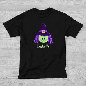 Girls Personalized Halloween T-Shirts - Witch - Youth Large - Red