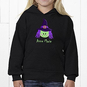 Girls Personalized Halloween Sweatshirts - Witch - Youth Medium (8/10) - Grey