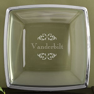 Engraved Monogram Personalized Serving Platter   Platinum Trim