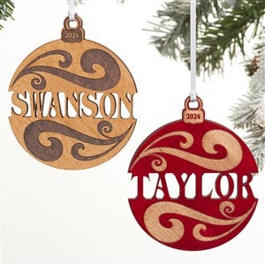 Personalized Red Wood Name Ornament - 11087