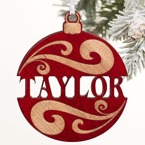 Personalized Red Wood Name Ornament