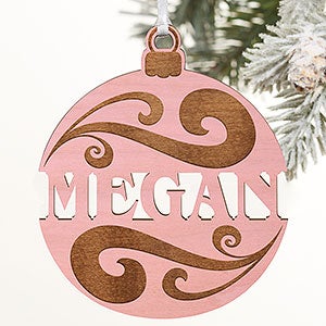 Personalized Name Ornament - Pink Stain Wood