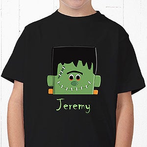 Boys Personalized Halloween T-Shirts - Frankenstein - Youth X-Small (2-4) - White