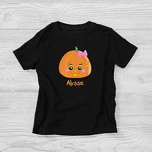 Personalized Halloween Pumpkin Toddler T-Shirt For Girls - Toddler 4T - Grey