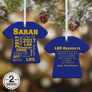 2-Sided School Spirit Personalized T-Shirt Ornament