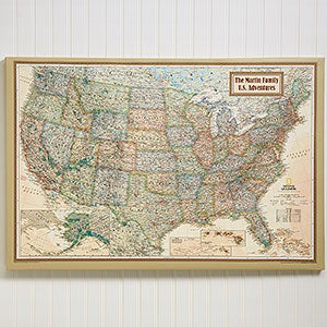 Personalized 20x30 National Geographic U.S. Canvas Map