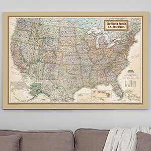 Personalized 32x48 National Geographic U.S. Canvas Map