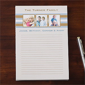 Personalized Photo Notepads - 3 Pictures - Classy Stripes