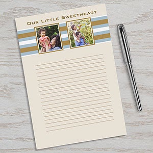 Personalized Photo Notepads - 2 Pictures - Classy Stripes