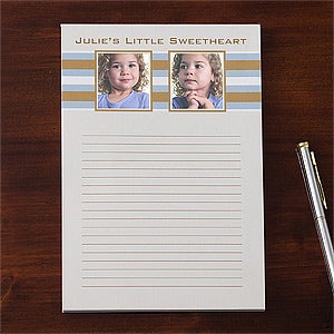 Personalized Photo Notepads - 2 Pictures - Classy Stripes