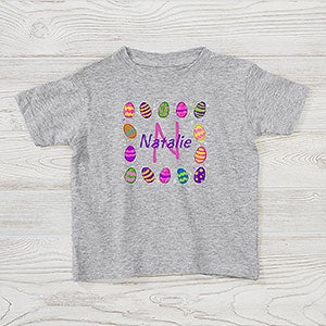 Personalized Toddler Easter T-Shirt - Easter Eggs - Toddler 2T - Light Blue