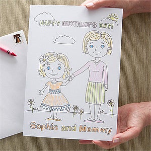 Mommy and Me Oversized Coloring Greeting Card