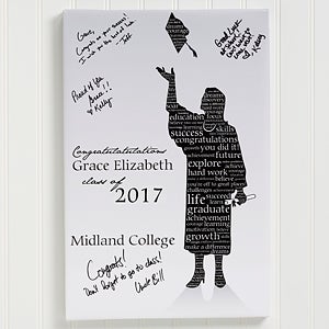 The Graduate Personalized Signature Silhouette Canvas Print- 12x18