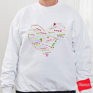 Her Heart of Love© Personalized White Sweatshirt