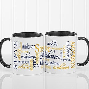 Personalized Coffee Mugs - Black Handle - Signature Style