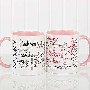 Personalized Large Coffee Mugs - My Name - Pink Mug