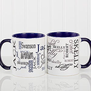 Personalized Large Coffee Mugs - My Name - Blue Mug