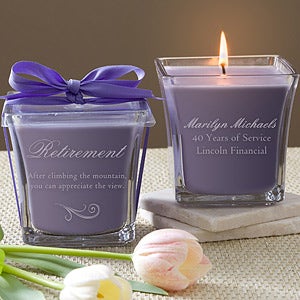 Personalized Retirement Gift Candles   Lavender & Linen