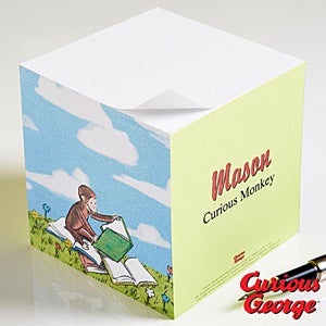 Personalized Curious George Papge Note Cube