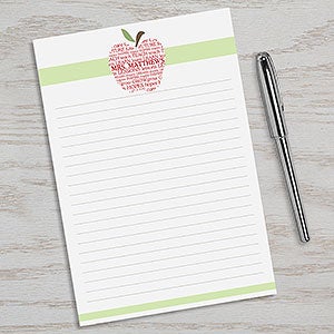 Personalized Teacher's Note Pads - Apple Scroll