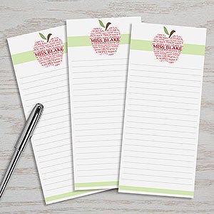 Personalized Teacher's Note Pad Set - Apple Scroll