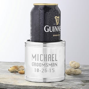 Personalized Silver Beverage Coolers   Groomsmen Design