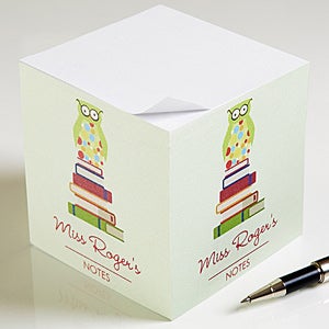 Personalized Teacher Note Pad Cube - Wise Owl