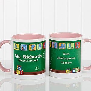 Personalized Teacher Coffee Mugs - Little Learners - Pink Handle