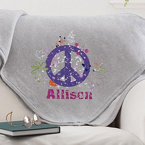 Personalized Sweatshirt Blankets   Peace Sign