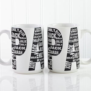 Personalized Large Coffee Mugs for Dad - Repeating Names