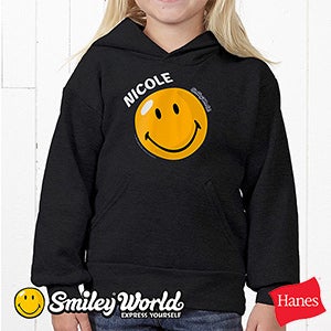 Personalized Smiley Face Kids Sweatshirts   Black