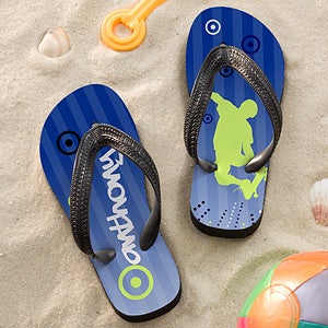 Personalized Boys Flip Flop Sandals   Skateboarding