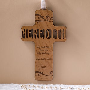 Personalized Wood Baby Cross - Bless This Child