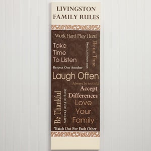 Family Rules Personalized Canvas Print- 12 x 36