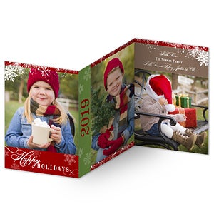 Personalized Photo Holiday Cards - 3 Panel - Set of 15