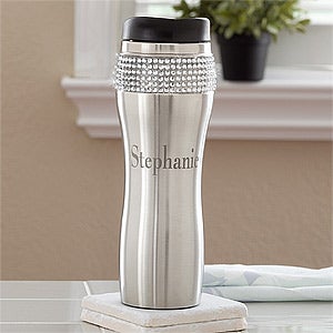 Personalized Stainless Steel Rhinestone Tumbler   Name