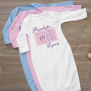 Personalized Baby Gown - Baby Girl Birth Date