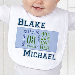 Boys Personalized Baby Bibs   Birth Date