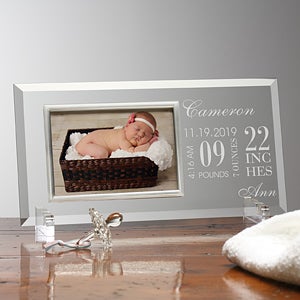 Engraved Glass Baby Picture Frames - Baby's Birth