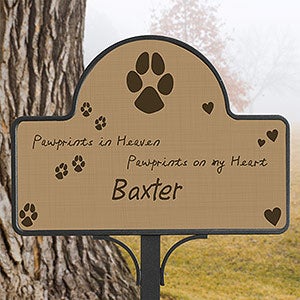 Personalized Pet Memorial Yard Stake Magnet - Pawprints In Heaven