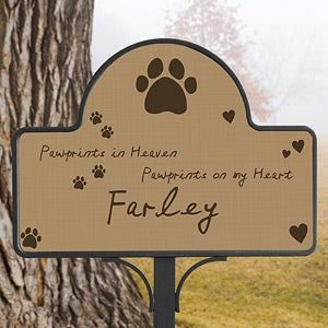 Pawprints In Heaven Memorial Stake With Magnet