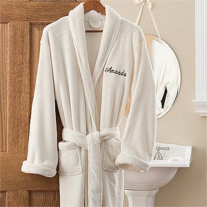 Personalized Fleece Bathrobes   Ivory