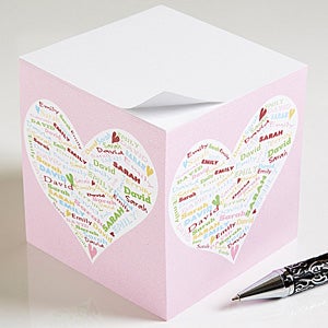 Personalized Sticky Note Cubes - Her Heart Of Love