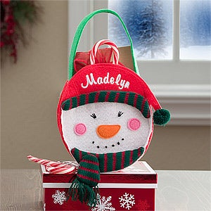 Personalized Christmas Treat Bags for Girls   Snowman