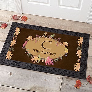 Personalized Autumn Doormat - Fall Leaves Design