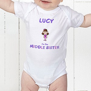 Personalized Girl Cartoon Character Baby Bodysuit   Im The Sister