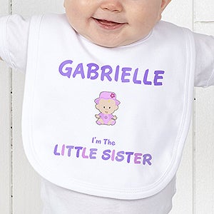 Personalized Girl Cartoon Character Baby Bibs   Im The Sister