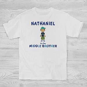 Personalized Boys T-Shirts - I'm The Brother Cartoon Character - Youth Medium - Light Gray